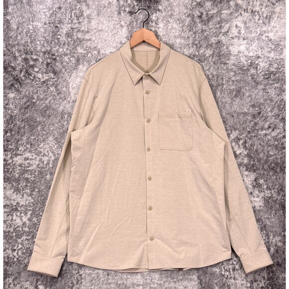Lululemon Commission Shirt 2XL Mens Sand Beige Performance Oxford Long Sleeve - Picture 1 of 7